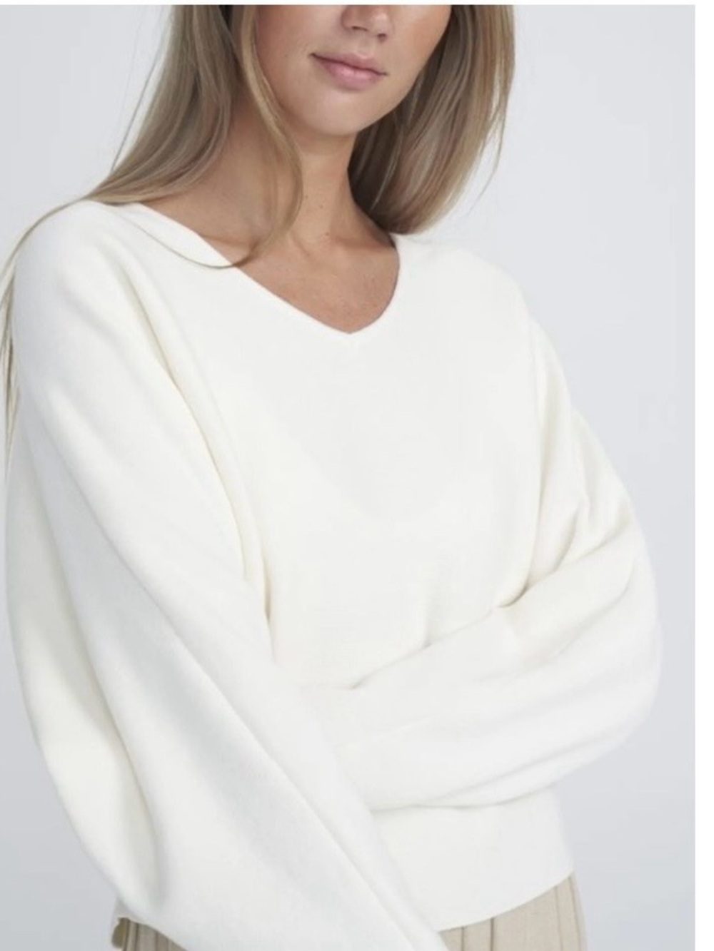 Holebrook Sweden Barbro V Neck Off White Sweater size XL